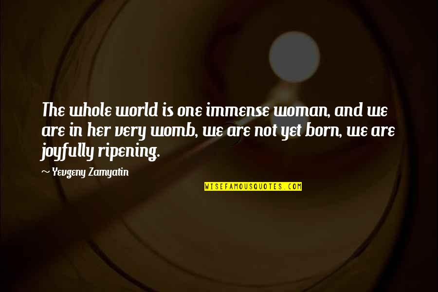 Womb Best Quotes By Yevgeny Zamyatin: The whole world is one immense woman, and Womb Best Quotes By Yevgeny Zamyatin: The whole world is one immense woman, and