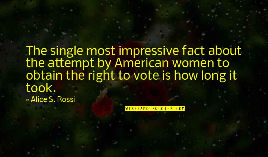 Women Right To Vote Quotes By Alice S. Rossi: The single most impressive fact about the attempt