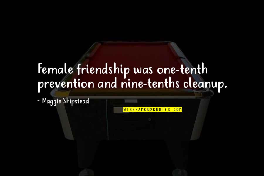 Women To Women Friendship Quotes By Maggie Shipstead: Female friendship was one-tenth prevention and nine-tenths cleanup.