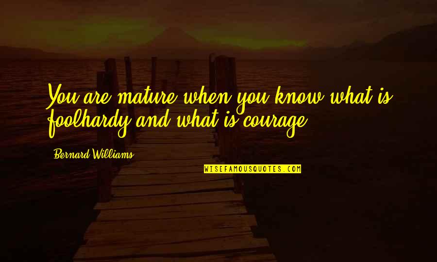 Women's Rights And Equality Quotes By Bernard Williams: You are mature when you know what is