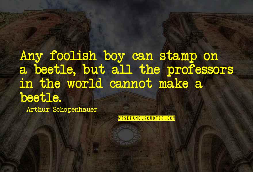 Wonder Boy Quotes By Arthur Schopenhauer: Any foolish boy can stamp on a beetle, Wonder Boy Quotes By Arthur Schopenhauer: Any foolish boy can stamp on a beetle,