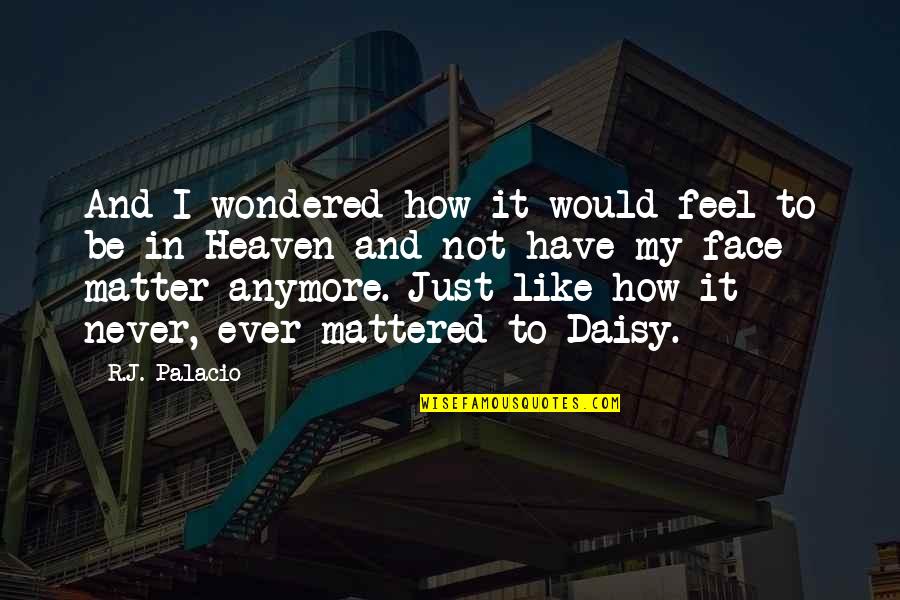 Wonder By Palacio Quotes By R.J. Palacio: And I wondered how it would feel to
