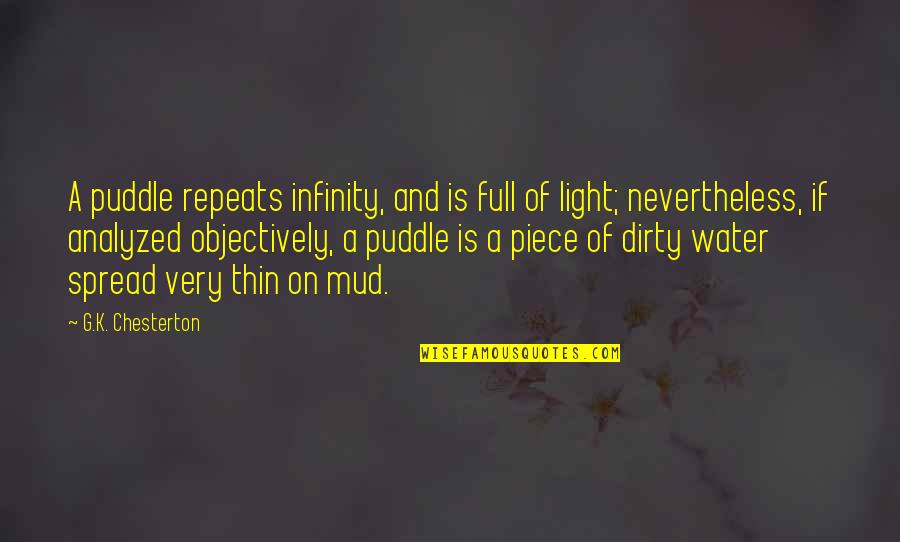 Wonder Full Quotes By G.K. Chesterton: A puddle repeats infinity, and is full of Wonder Full Quotes By G.K. Chesterton: A puddle repeats infinity, and is full of
