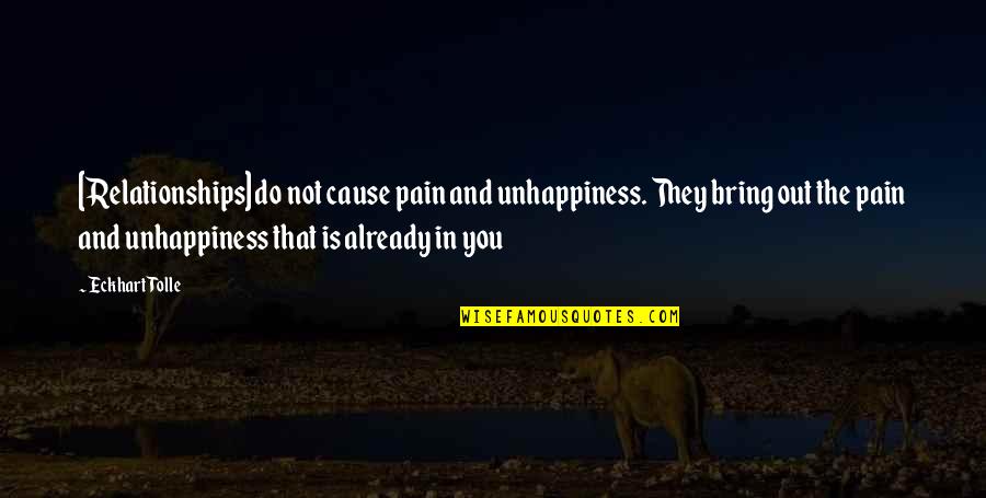 Wonder Spot Quotes By Eckhart Tolle: [Relationships] do not cause pain and unhappiness. They