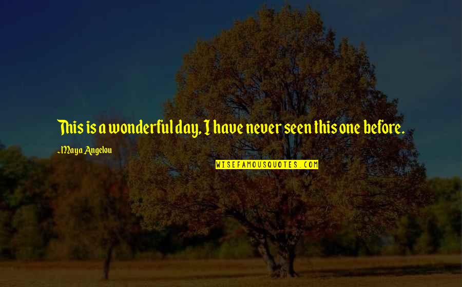 Wonderful Day Quotes By Maya Angelou: This is a wonderful day, I have never