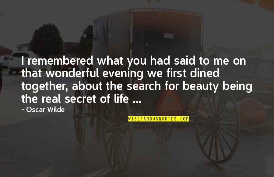 Wonderful Evening Quotes By Oscar Wilde: I remembered what you had said to me