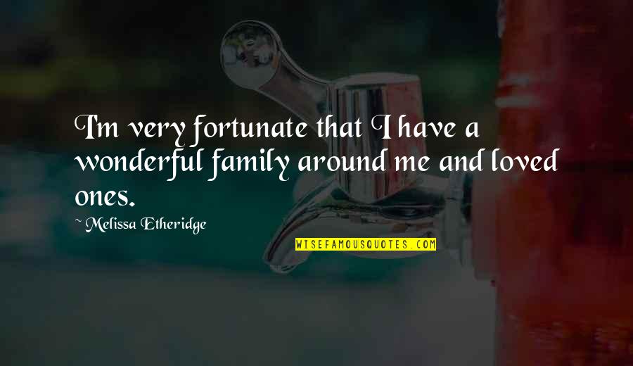 Wonderful Family Quotes By Melissa Etheridge: I'm very fortunate that I have a wonderful