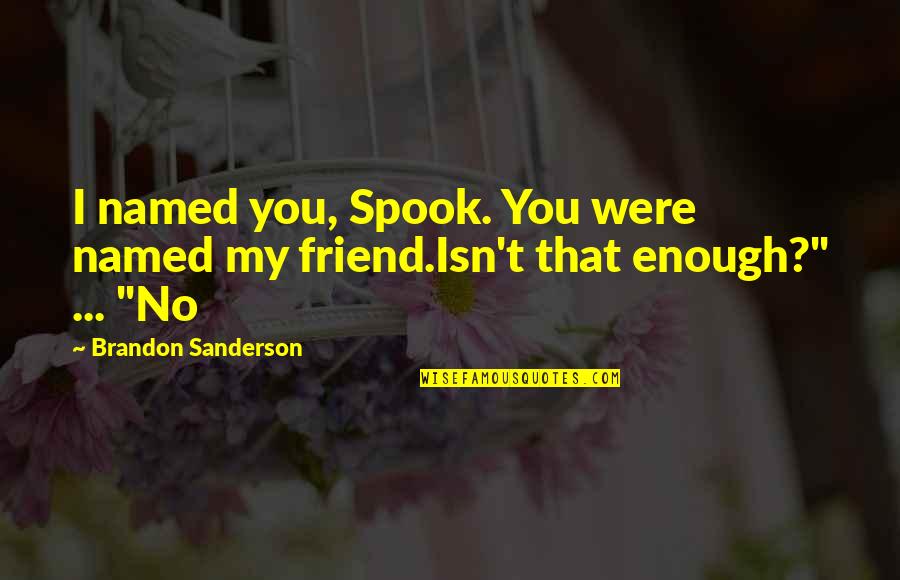 Wonderfulness Quotes By Brandon Sanderson: I named you, Spook. You were named my