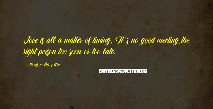 Wong Kar-Wai quotes: Love is all a matter of timing. It's no good meeting the right person too soon or too late.