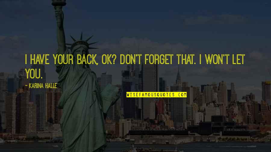 Won't Forget You Quotes By Karina Halle: I have your back, OK? Don't forget that.