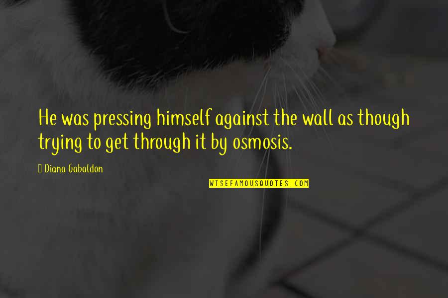 Won't Let You Bring Me Down Quotes By Diana Gabaldon: He was pressing himself against the wall as