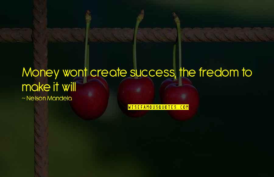Wont Quotes By Nelson Mandela: Money wont create success, the fredom to make