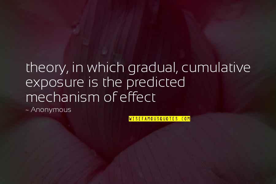 Woo Woo Dia Quotes By Anonymous: theory, in which gradual, cumulative exposure is the