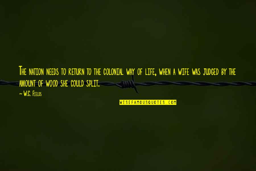 Wood And Life Quotes By W.C. Fields: The nation needs to return to the colonial