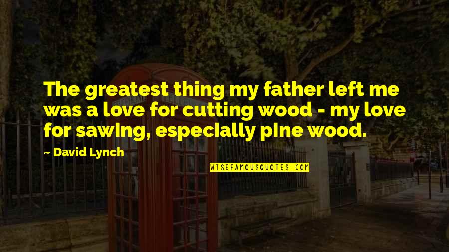 Wood And Love Quotes By David Lynch: The greatest thing my father left me was