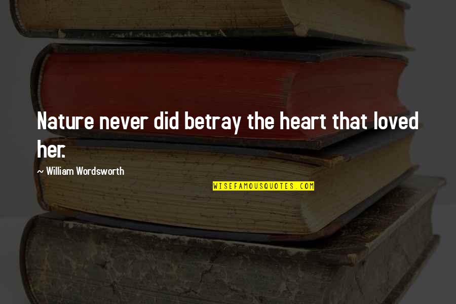 Wood Burning Quotes By William Wordsworth: Nature never did betray the heart that loved