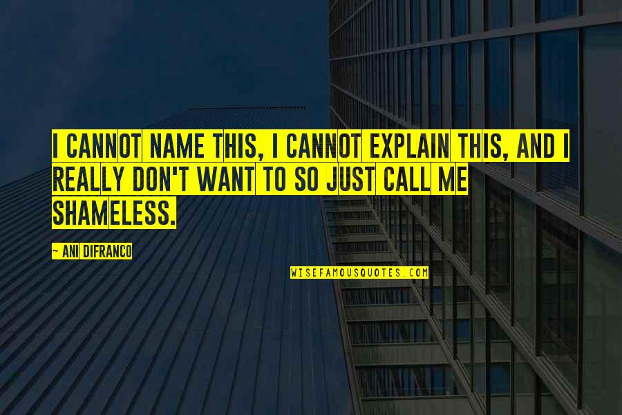 Woodeshick Game Quotes By Ani DiFranco: I cannot name this, I cannot explain this,