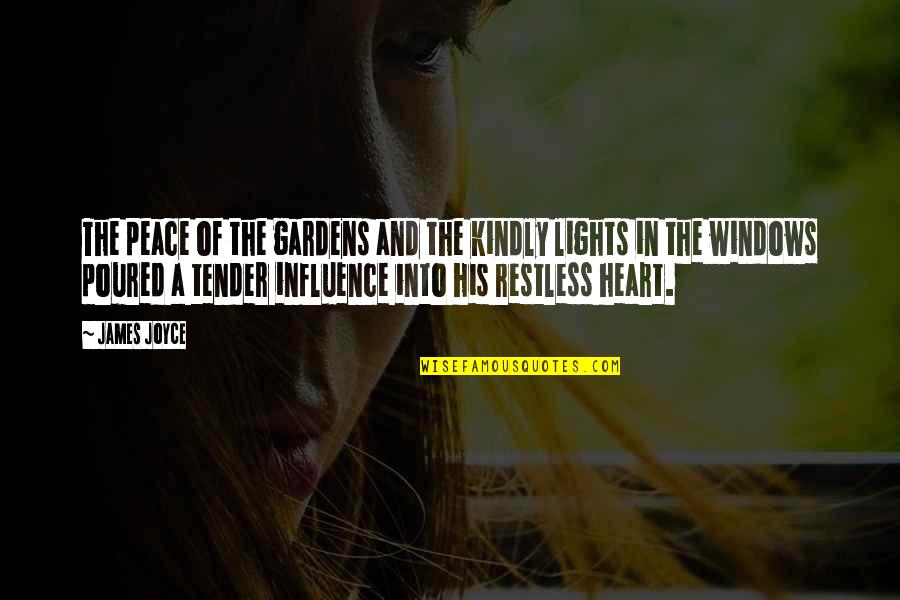 Woodhouse Quotes By James Joyce: The peace of the gardens and the kindly