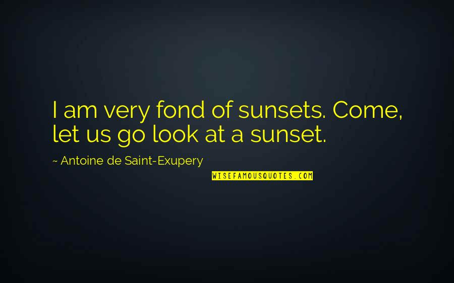 Woodlanders Quotes By Antoine De Saint-Exupery: I am very fond of sunsets. Come, let