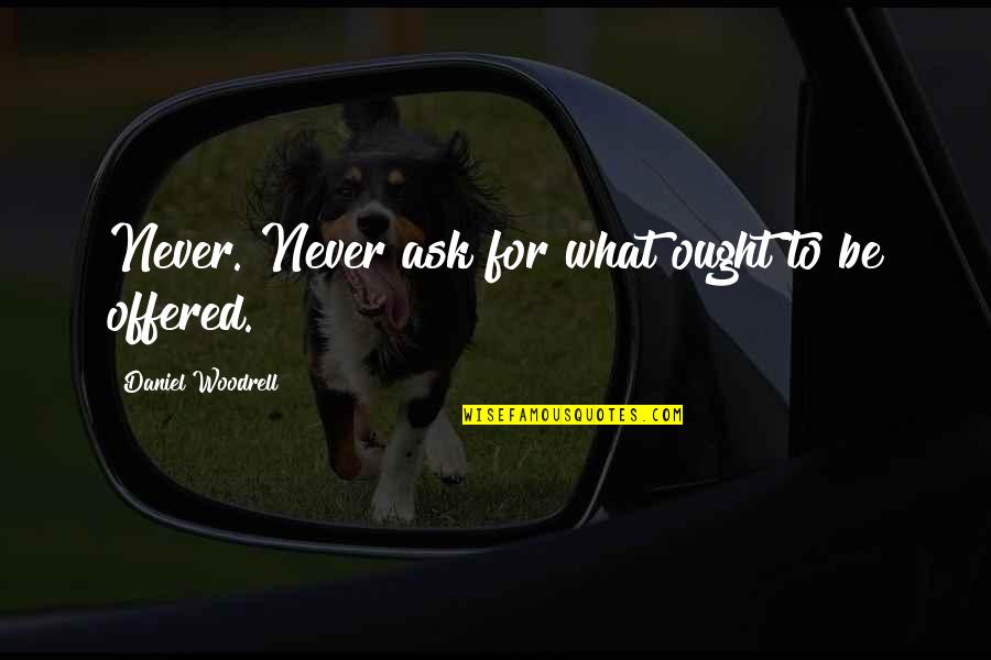 Woodrell Quotes By Daniel Woodrell: Never. Never ask for what ought to be