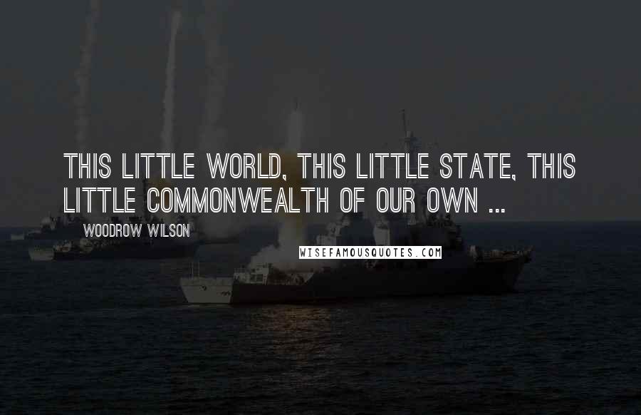 Woodrow Wilson quotes: This little world, this little state, this little commonwealth of our own ...