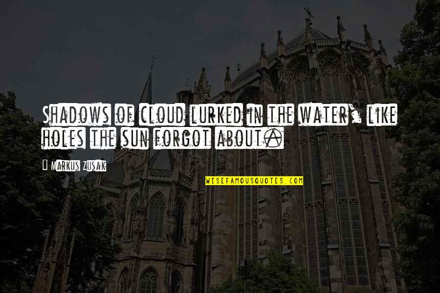 Woodsworth Writing Quotes By Markus Zusak: Shadows of cloud lurked in the water, like