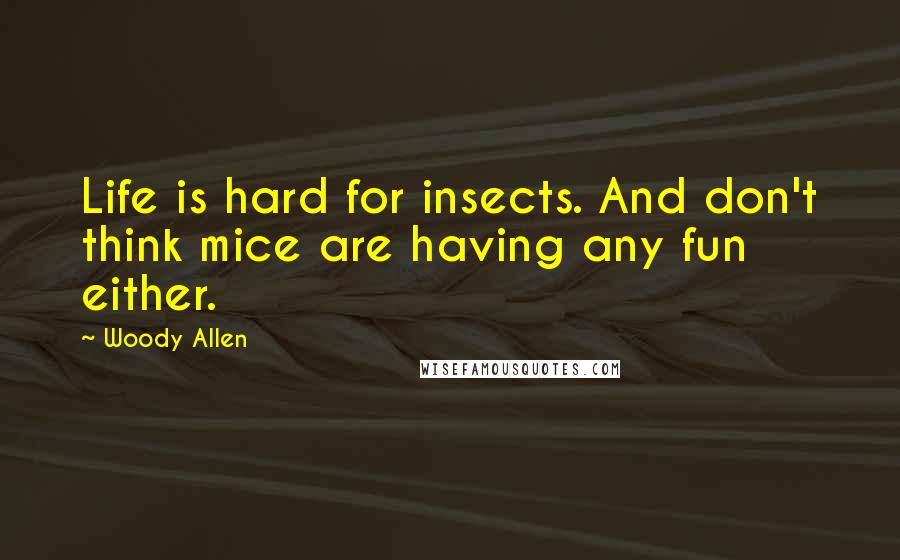 Woody Allen quotes: Life is hard for insects. And don't think mice are having any fun either.