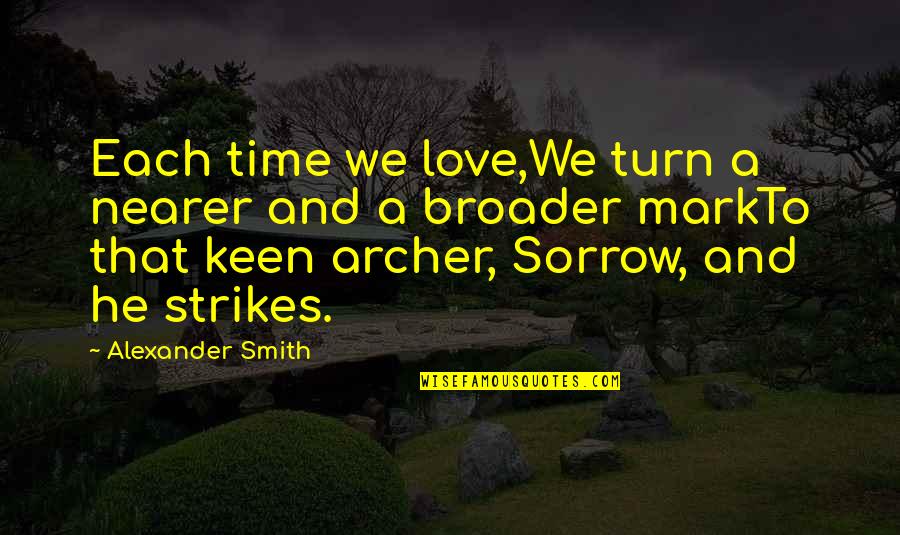 Woody Durham Quotes By Alexander Smith: Each time we love,We turn a nearer and