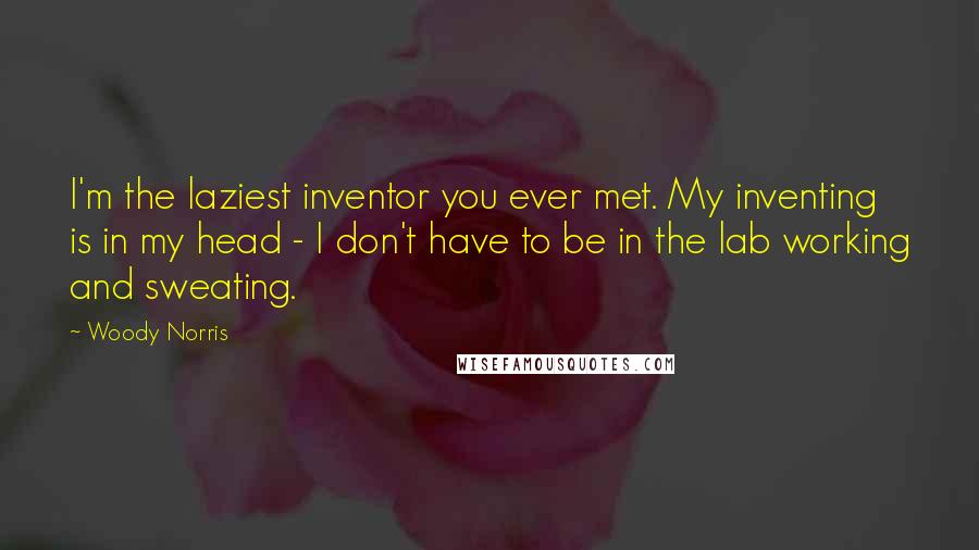 Woody Norris quotes: I'm the laziest inventor you ever met. My inventing is in my head - I don't have to be in the lab working and sweating.