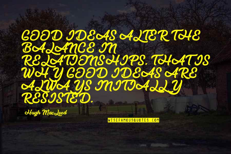 Wooin Quotes By Hugh MacLeod: GOOD IDEAS ALTER THE BALANCE IN RELATIONSHIPS. THAT Wooin Quotes By Hugh MacLeod: GOOD IDEAS ALTER THE BALANCE IN RELATIONSHIPS. THAT