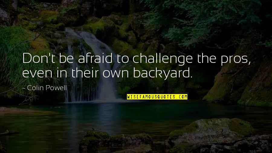 Wool Over Eyes Quotes By Colin Powell: Don't be afraid to challenge the pros, even