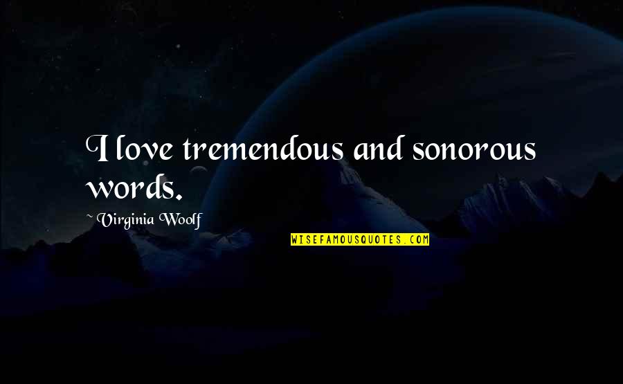 Woolf Virginia Quotes By Virginia Woolf: I love tremendous and sonorous words.