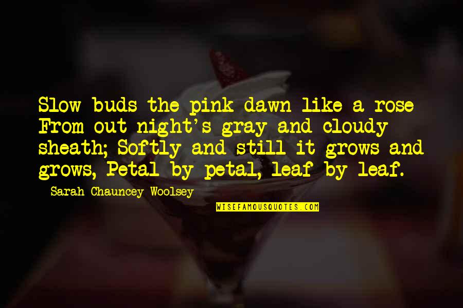 Woolsey Quotes By Sarah Chauncey Woolsey: Slow buds the pink dawn like a rose Woolsey Quotes By Sarah Chauncey Woolsey: Slow buds the pink dawn like a rose