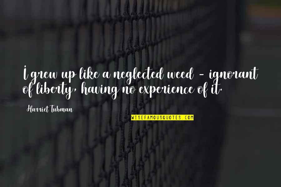 Woon Sen Hoi Quotes By Harriet Tubman: I grew up like a neglected weed -
