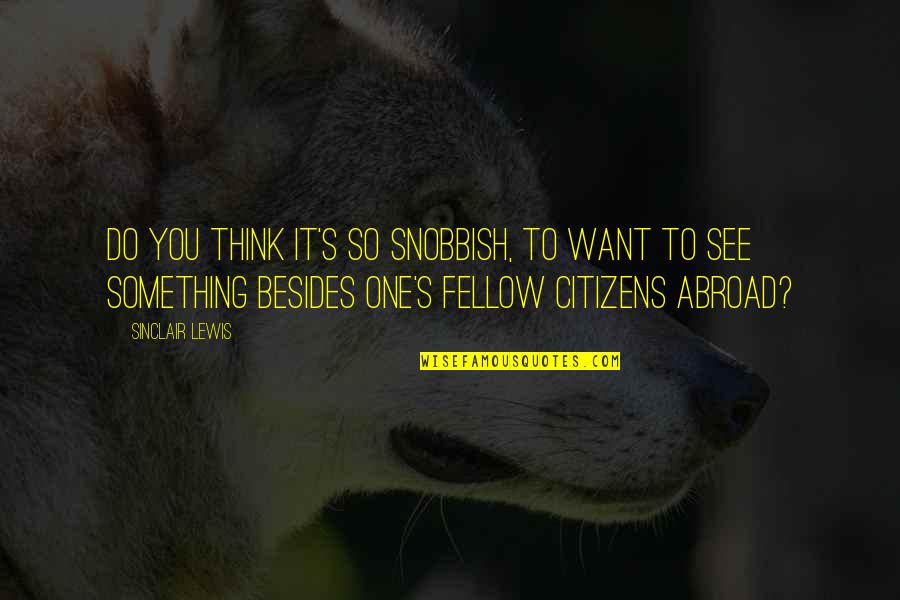 Woonhuisverzekering Quotes By Sinclair Lewis: Do you think it's so snobbish, to want Woonhuisverzekering Quotes By Sinclair Lewis: Do you think it's so snobbish, to want