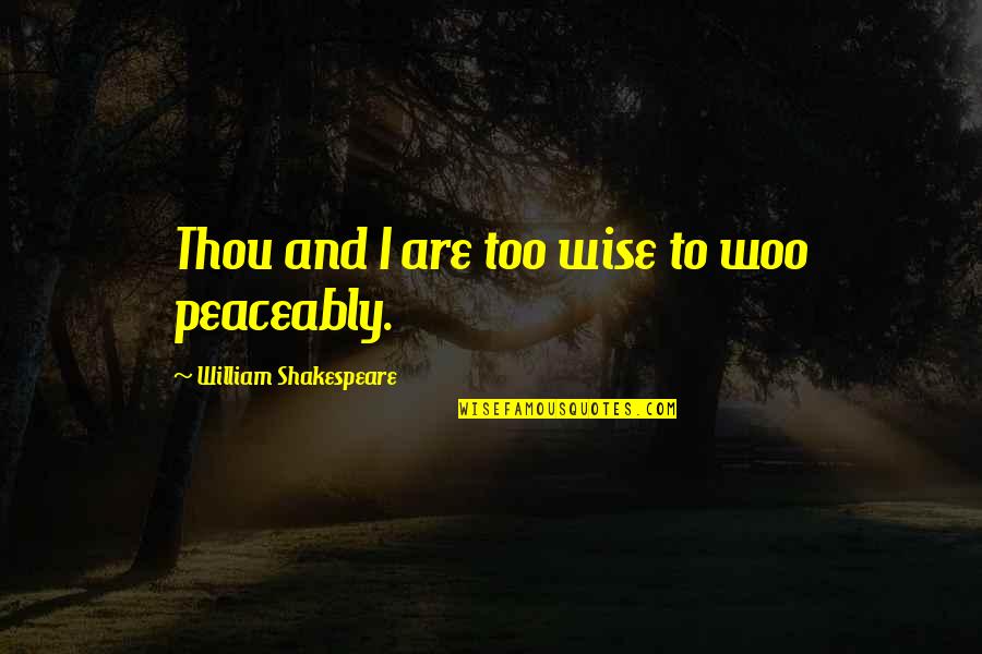 Woo's Quotes By William Shakespeare: Thou and I are too wise to woo