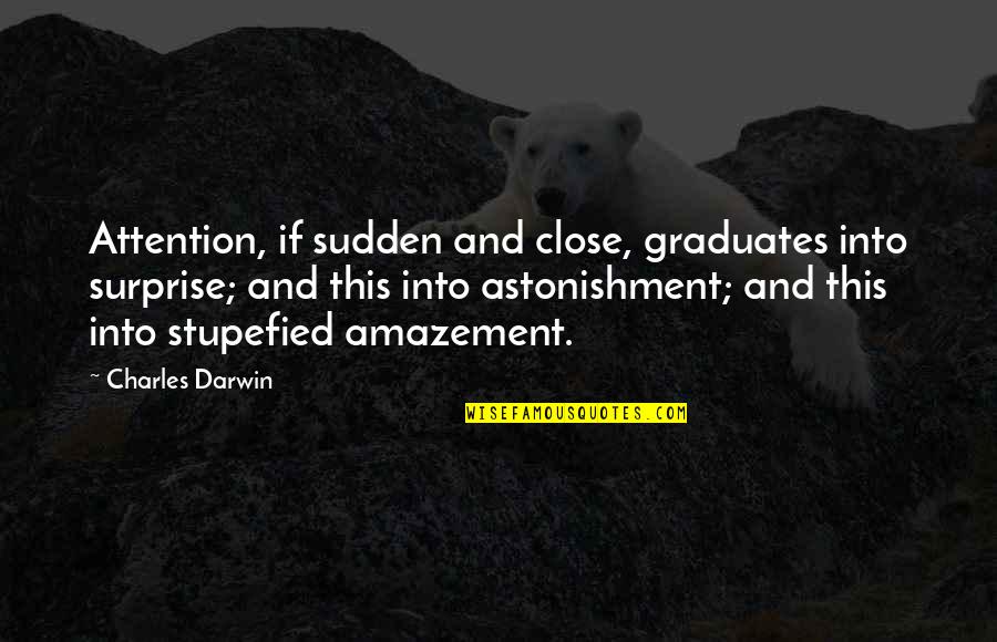 Word Bubble Quotes By Charles Darwin: Attention, if sudden and close, graduates into surprise;