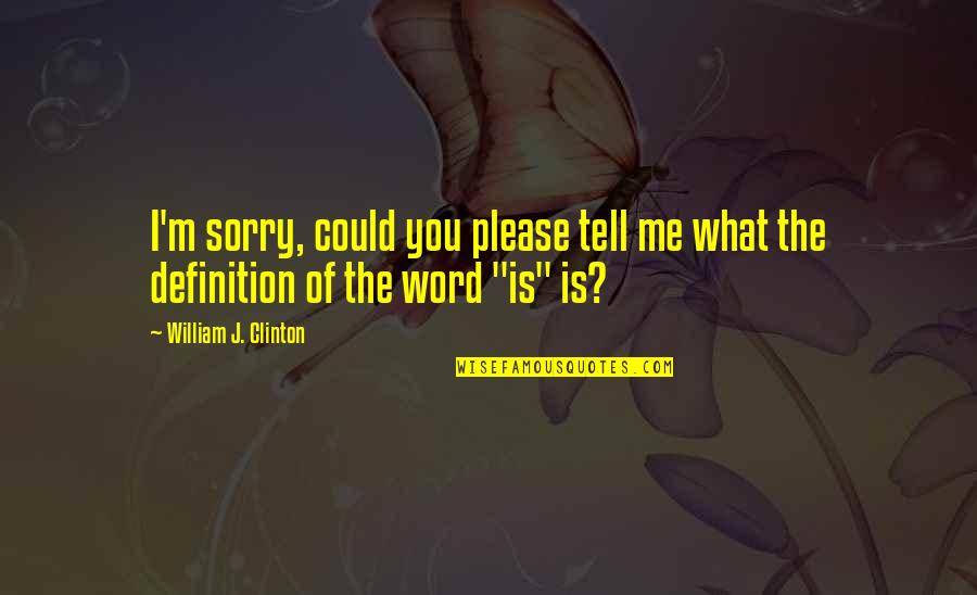 Word Definitions Quotes By William J. Clinton: I'm sorry, could you please tell me what
