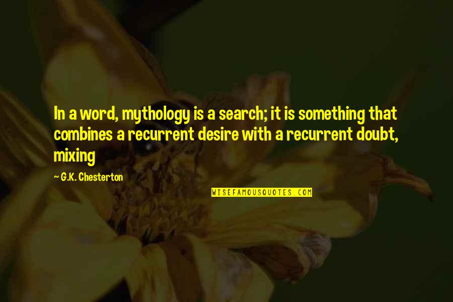 Word K Quotes By G.K. Chesterton: In a word, mythology is a search; it