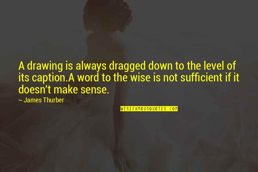 Word Wise Quotes By James Thurber: A drawing is always dragged down to the