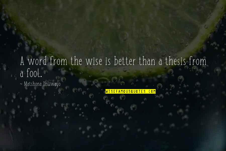 Word Wise Quotes By Matshona Dhliwayo: A word from the wise is better than