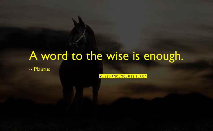 Word Wise Quotes By Plautus: A word to the wise is enough.