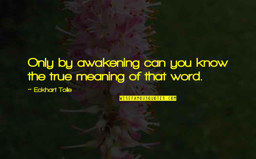 Word You Quotes By Eckhart Tolle: Only by awakening can you know the true