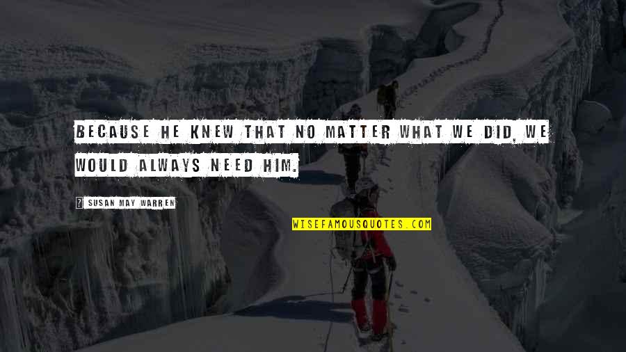 Wordpad Quotes By Susan May Warren: Because He knew that no matter what we Wordpad Quotes By Susan May Warren: Because He knew that no matter what we