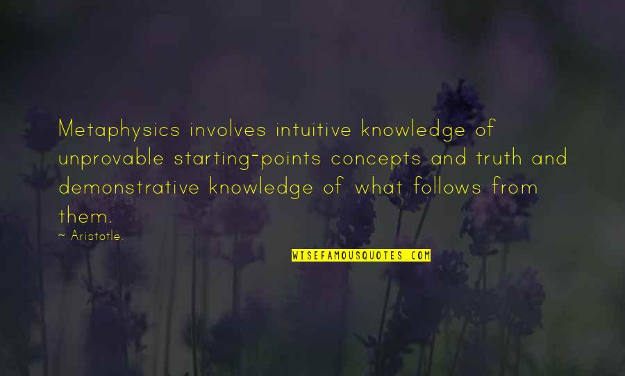 Words And Knowledge Quotes By Aristotle.: Metaphysics involves intuitive knowledge of unprovable starting-points concepts