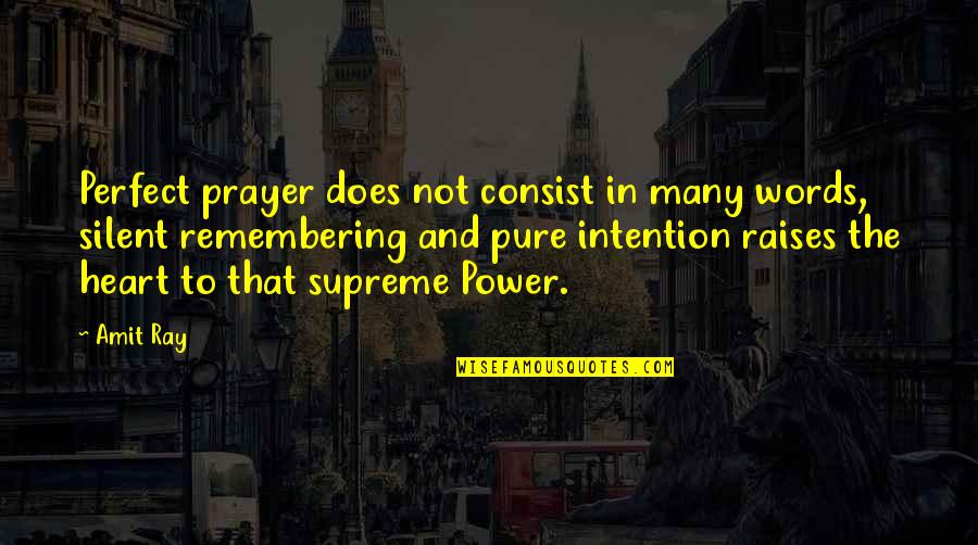 Words And Silence Quotes By Amit Ray: Perfect prayer does not consist in many words,