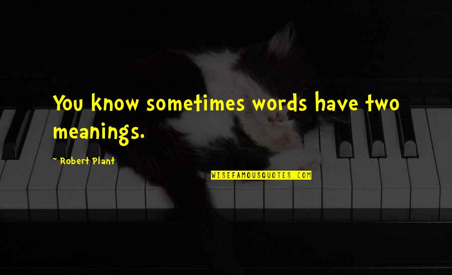 Words And Their Meanings Quotes By Robert Plant: You know sometimes words have two meanings.