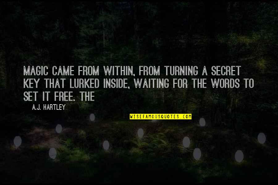 Words Are Free Quotes By A.J. Hartley: Magic came from within, from turning a secret Words Are Free Quotes By A.J. Hartley: Magic came from within, from turning a secret