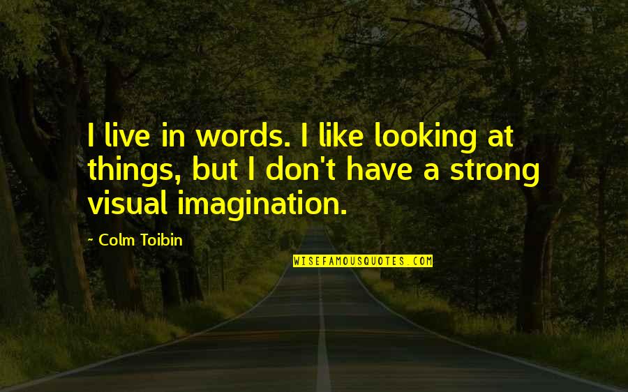 Words Are Strong Quotes By Colm Toibin: I live in words. I like looking at