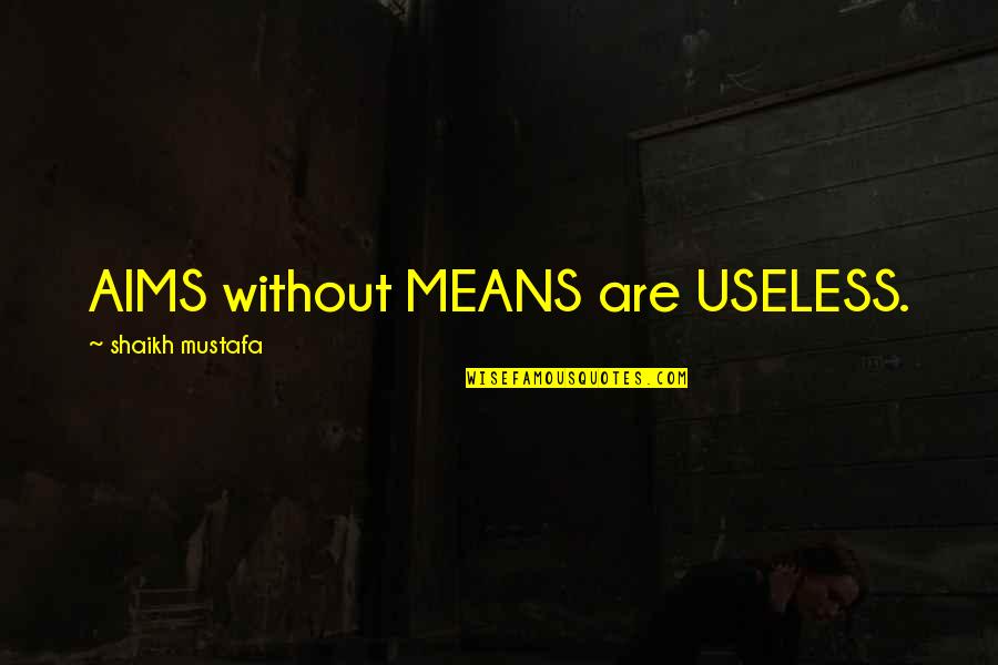 Words Are Useless Quotes By Shaikh Mustafa: AIMS without MEANS are USELESS.